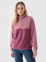 4F Polar ze stójką oversize damski - różowy XL. Czerwone bluzy z polaru 4f, na zimę, xl, bez wzorów, z dzianiny, snowboardowy. W wyprzedaży za 99.99 zł.