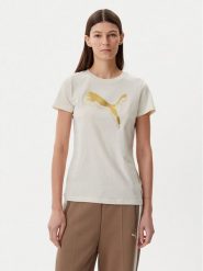 Puma T-Shirt Essentials Metallic 684995 Beżowy Regular Fit. Brązowe t-shirty Puma, xl, bez wzorów, z bawełny, bez kołnierzyka, bez ramiączek. Za 59.99 zł.