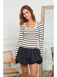 Joséfine Sukienka "Colemara" w kolorze kremowo-czarnym rozmiar: L. Brązowe sukienki Joséfine, na co dzień, l, bez wzorów, bez kołnierzyka, bez ramiączek, mini, proste. Za 152.99 zł.