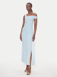 BARDOT Sukienka koktajlowa 59512DB Błękitny Slim Fit. Niebieskie sukienki Bardot, bez wzorów, z syntetyku, wizytowe, bez kołnierzyka, bez ramiączek. Za 399.99 zł.