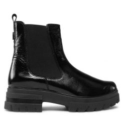 Botki Caprice. Czarne botki Caprice, bez wzorów, bez obcasa, na płaskiej podeszwie, bez zapięcia. Za 289.99 zł.