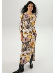 Aniston Sukienka w kolorze jasnoróżowo-żółtym rozmiar: 44. Różowe sukienki Aniston, bez wzorów, z wiskozy, bez kołnierzyka, bez ramiączek, maxi, rozkloszowane. Za 89.45 zł.