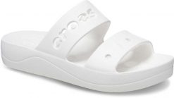 Klapki Dla Dorosłych Crocs Baya Platform. Brązowe klapki Crocs, bez wzorów, z materiału, bez obcasa, bez zapięcia. Za 139.99 zł.