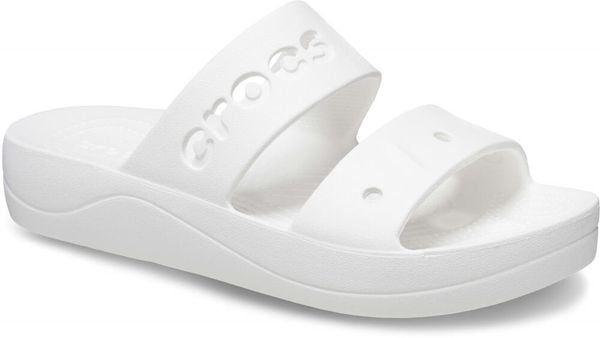 Klapki Dla Dorosłych Crocs Baya Platform. Brązowe klapki Crocs, bez wzorów, z materiału, bez obcasa, bez zapięcia. Za 139.99 zł.