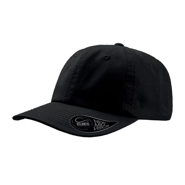 6panelowa Czapka Dad Hat Unstructured. Czarne czapki z daszkiem ATLANTIS, bez wzorów, z bawełny. Za 70.99 zł.