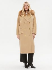 Elisabetta Franchi Płaszcz wełniany CP-44D-36E2-V1000 Brązowy Regular Fit. Brązowe płaszcze Elisabetta Franchi, na zimę, bez wzorów, z wełny, bez kaptura. Za 4,979.00 zł.