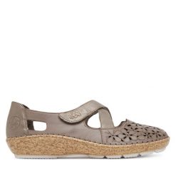 Półbuty Rieker. Szare półbuty wsuwane Rieker, bez wzorów, bez obcasa, na płaskiej podeszwie. Za 329.99 zł.