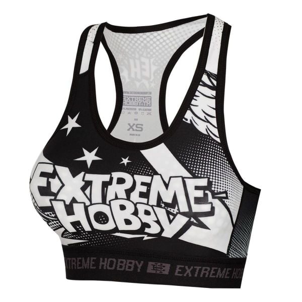 Stanik sportowy fitness siłownia MMA EXTREME HOBBY COMICS. Czarne biustonosze sportowe EXTREME HOBBY, bez wzorów, z elastanu, na fitness i siłownię. Za 119.00 zł.