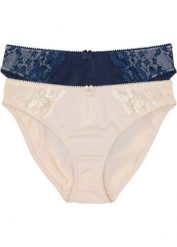 Figi (2 pary). Zielone figi bonprix, z aplikacjami, z koronki. Za 67.99 zł.