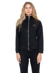 Bluza zimowa Leone 1947 Gold Studs Damen ze Stehkragen und Reißverschluss. Czarne bluzy LEONE 1947 APPAREL, na zimę, xs, bez wzorów, z tkaniny, bez kaptura, na fitness i siłownię. Za 383.11 zł.