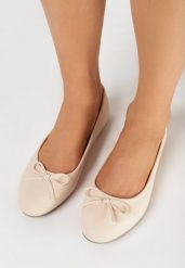 Beżowe Balerinki Haviani. Brązowe baleriny Born2be, z aplikacjami, eleganckie, bez obcasa, bez zapięcia. W wyprzedaży za 29.99 zł.