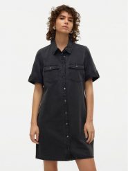 Vero Moda Sukienka jeansowa Jennie 10309665 Czarny Regular Fit. Czarne sukienki Vero Moda, s, bez wzorów, z bawełny, bez kołnierzyka, bez ramiączek. Za 139.99 zł.