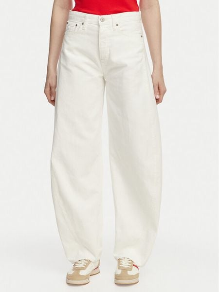 Tommy Jeans Jeansy DW0DW22662 Biały Barrel Fit. Białe jeansy Tommy Jeans, bez wzorów, z bawełny. Za 396.99 zł.