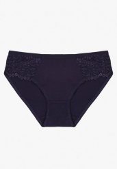 Granatowe Bawełniane Majtki Figi o Klasycznym Fasonie Venalice. Niebieskie figi Renee, z aplikacjami, z bawełny. Za 9.99 zł.