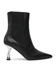 Pollini Botki SA24107C0LTDT000 Czarny. Czarne botki Pollini, bez wzorów, ze skóry, bez obcasa, na szpilce, bez zapięcia. Za 1,139.00 zł.