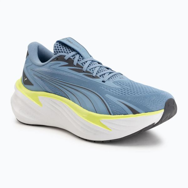 Buty do biegania Puma Maxima Pro. Niebieskie buty do biegania Puma, bez wzorów, z materiału, bez zapięcia, do biegania. Za 369.99 zł.