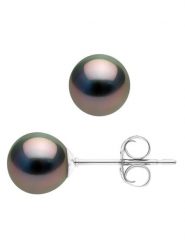 Pearl Addict Kolczyki-wkrętki z perłami w kolorze tahiti rozmiar: onesize. Niebieskie kolczyki Pearl Addict, z perłą, złote. Za 848.99 zł.