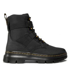 Trapery Dr. Martens. Czarne traperki Dr Martens, bez wzorów, bez obcasa, bez zapięcia. Za 799.99 zł.