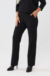 Czarne spodnie Florina - prosta nogawka i kieszenie po bokach PLUS SIZE XXL OVERSIZE JESIEŃ. Czarne spodnie materiałowe Moda Size Plus Iwanek, bez wzorów, z nylonu, biznesowe, krótkie. Za 189.90 zł.