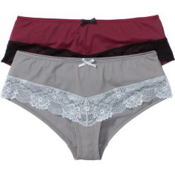 Figi "panty" (2 pary) bonprix bordowo-czarny + ciemnoszaro-srebrnoszary. Bokserki damskie marki bonprix. Za 27.98 zł.