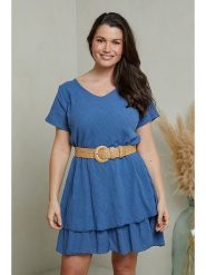 Curvy Lady Sukienka w kolorze niebieskim rozmiar: 40/42. Niebieskie sukienki Curvy Lady, na co dzień, bez wzorów, klasyczne, bez kołnierzyka, bez ramiączek, midi, proste. Za 136.78 zł.