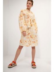 Josephine & Co Sukienka "Geike" w kolorze żółtym rozmiar: 42. Żółte sukienki Josephine & Co, na co dzień, bez wzorów, z bawełny, bez kołnierzyka, bez ramiączek, midi, proste. Za 308.18 zł.