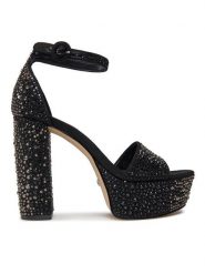 Guess Sandały Setone FLPSTE ESU03 Czarny. Czarne sandały Guess, z aplikacjami, ze skóry, bez obcasa, na słupku, bez zapięcia. Za 519.99 zł.