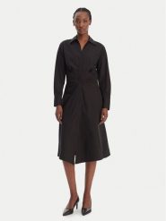 BOSS Sukienka koszulowa Drepill 50553673 Czarny Regular Fit. Czarne sukienki Boss, bez wzorów, z bawełny, bez kołnierzyka, bez ramiączek, koszulowe. Za 1,449.00 zł.