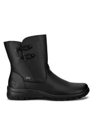 Rieker Botki Z7172-00 Czarny. Czarne botki Rieker, bez wzorów, bez obcasa, na płaskiej podeszwie, bez zapięcia. Za 319.00 zł.