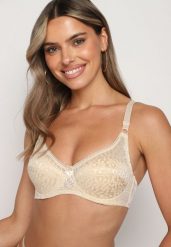 Jasnobeżowy Biustonosz Typu Full Cup z Regulowanymi Ramiączkami Vikiianae. Brązowe biustonosze Born2be, bez wzorów. Za 39.99 zł.