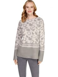 Heine Sweter w kolorze kremowo-szarym rozmiar: 50. Brązowe swetry Heine, bez wzorów, bez ramiączek. Za 74.99 zł.