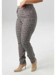 Aniston Spodnie w kolorze szaro-czarnym rozmiar: 54. Brązowe spodnie materiałowe Aniston, bez wzorów, z materiału, z podwyższonym stanem. Za 95.99 zł.