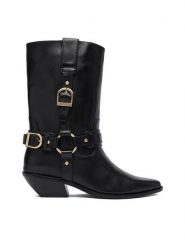 Badura Kowbojki EO-CELINE-121862 Czarny. Czarne botki Badura, bez wzorów, ze skóry, bez obcasa, na słupku, bez zapięcia. Za 359.99 zł.