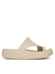 Crocs Japonki Getaway Platform Toe Loop 210834 Beżowy. Brązowe japonki Crocs, bez wzorów, z tworzywa sztucznego. Za 169.99 zł.