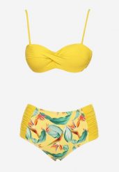 Żółte Bikini Gładki Biustonosz i Wzorzyste Wysokie Figi Ortella. Żółte bikini Born2be, bez wzorów, klasyczne. W wyprzedaży za 25.49 zł.