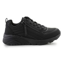 Buty Skechers Uno Lite Easy Zip 310387L-BBK czarne. Czarne buty treningowe bez wzorów, bez zapięcia. Za 331.10 zł.
