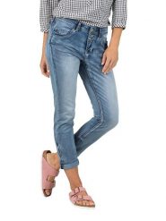 Timezone Dżinsy "Nali" - Slim fit - w kolorze błękitnym rozmiar: W24. Niebieskie jeansy Timezone, z aplikacjami, ze skóry, klasyczne. Za 101.23 zł.