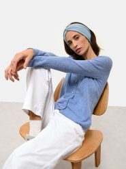 Just Cashmere Kaszmirowy kardigan "Norma" w kolorze błękitnym rozmiar: L. Niebieskie swetry Just Cashmere, l, bez wzorów, z kaszmiru, bez ramiączek. Za 400.30 zł.