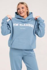 Bluza fitness damska Gym Glamour college sky. Niebieskie bluzy GYM GLAMOUR, s, bez wzorów, z bawełny, glamour, bez ramiączek, z kapturem. Za 199.99 zł.