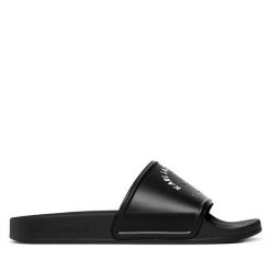 Klapki KARL LAGERFELD. Czarne klapki KARL LAGERFELD, bez wzorów, bez obcasa, bez zapięcia. Za 219.99 zł.