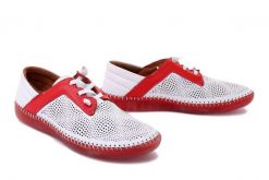 MANITU 840074-04 rot, półbuty damskie. Czerwone półbuty wsuwane Manitu, na lato, bez wzorów, ze skóry, bez obcasa. Za 319.90 zł.