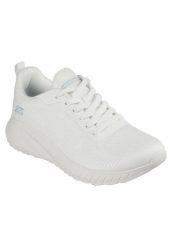Buty do chodzenia damskie Skechers 117209SAGE. Białe buty treningowe Skechers, bez wzorów, z materiału, bez zapięcia, trekkingowe. Za 259.99 zł.
