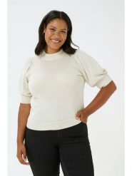 KAFFE curve Sweter w kolorze kremowym rozmiar: L. Brązowe swetry KAFFE curve, l, bez wzorów, bez ramiączek. Za 66.00 zł.