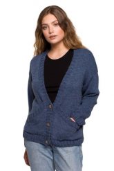 Krótki Rozpinany Kardigan z Kieszeniami - Niebieski. Niebieskie swetry MOE, l, bez wzorów, z materiału, bez ramiączek. Za 238.90 zł.