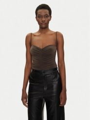 NORMA KAMALI Body KK424XPLH21823 Brązowy Regular Fit. Brązowe body i gorsety Norma Kamali, bez wzorów, z syntetyku, bez ramiączek. Za 599.99 zł.
