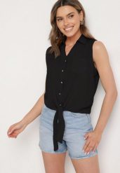 Czarna Koszula Top z Wiązaniem na Dole z Wiskozy Neviose. Czarne koszule Born2be, l, bez wzorów, z wiskozy, eleganckie, bez kołnierzyka, bez ramiączek. W wyprzedaży za 42.49 zł.
