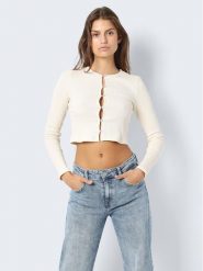 Noisy May Bluzka Cortina 27028966 Biały Slim Fit. Białe bluzki Noisy May, xs, bez wzorów, z bawełny, bez kołnierzyka, bez ramiączek. Za 79.99 zł.