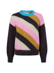 Nümph Damski sweter z dzianiny z alpaką i wełną - Nusuri Kobiety niebieski|wyrazisty róż|wielokolorowy w paski, XXL. Czerwone swetry Nümph, xxl, bez wzorów, z dzianiny, bez ramiączek. Za 479.95 zł.