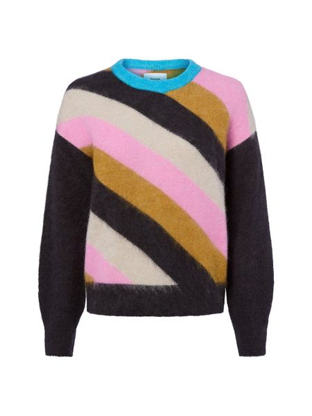 Nümph Damski sweter z dzianiny z alpaką i wełną - Nusuri Kobiety niebieski|wyrazisty róż|wielokolorowy w paski, XXL. Czerwone swetry Nümph, xxl, bez wzorów, z dzianiny, bez ramiączek. Za 479.95 zł.