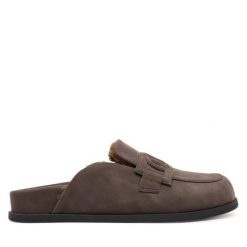 Klapki TWINSET. Brązowe klapki Twinset, bez wzorów, bez obcasa, bez zapięcia. Za 729.99 zł.